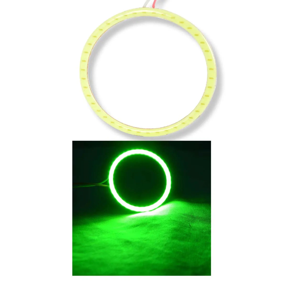 Bike Headlight Cob Led Ring Light 60 mm Ring Green color, Pack of 2 Pcs.