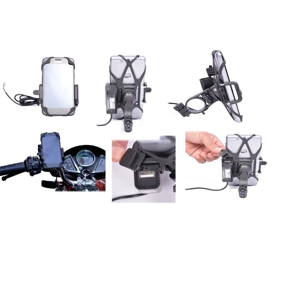 Bike Mobile Holder Mount With Built in USB Charger Mobile Charger