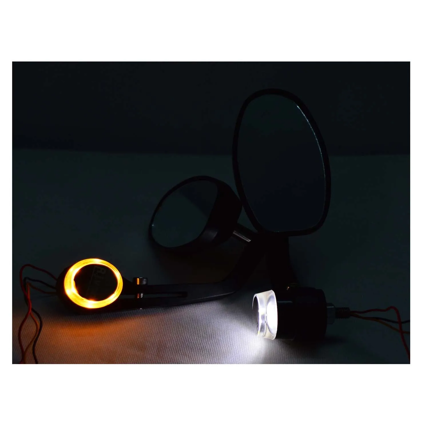 Bike Oval Handlebar Mirror With LED Side Indicator  For - All Bike /Royal Enfield Bullet