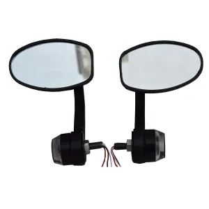 Bike Oval Handlebar Mirror With LED Side Indicator  For - All Bike /Royal Enfield Bullet