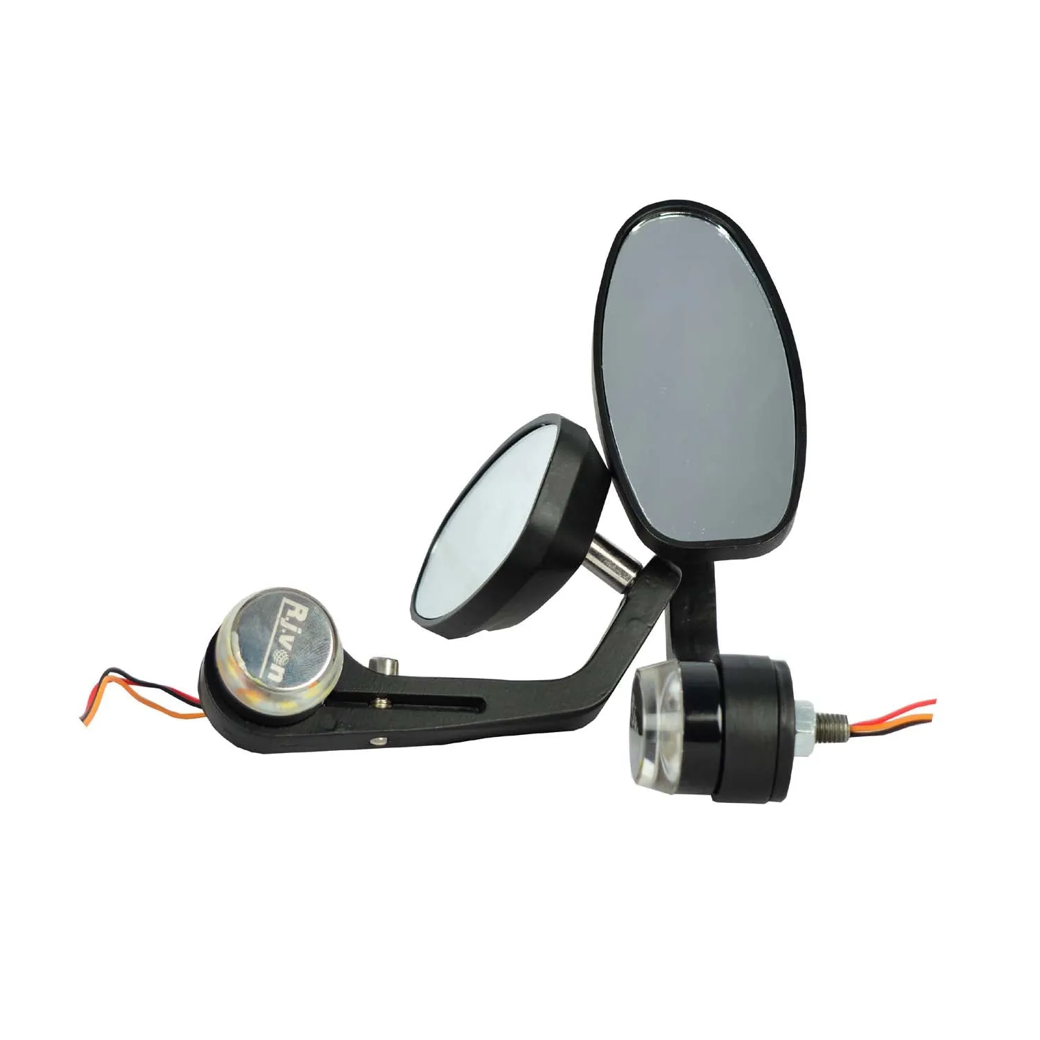 Bike Oval Handlebar Mirror With LED Side Indicator  For - All Bike /Royal Enfield Bullet