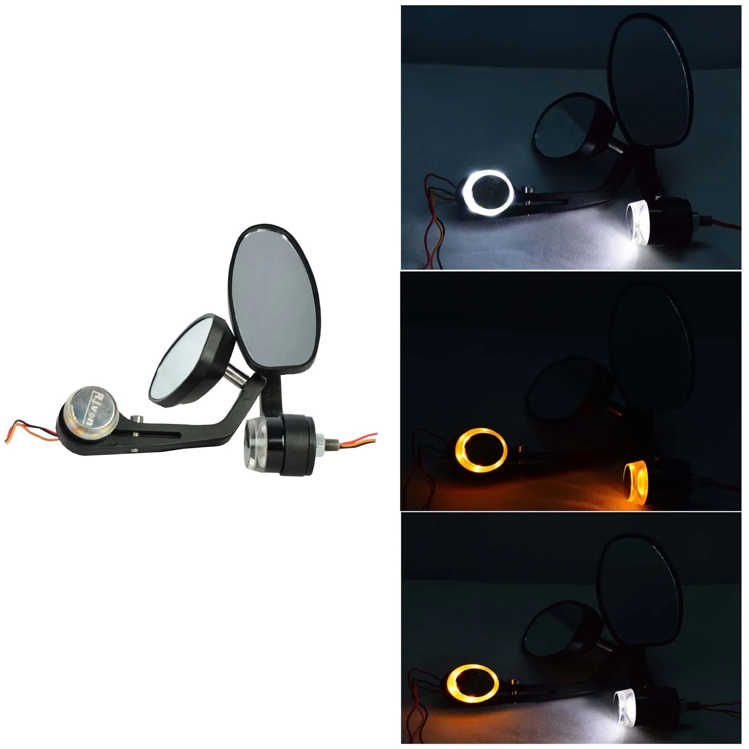 Bike Oval Handlebar Mirror With LED Side Indicator  For - All Bike /Royal Enfield Bullet