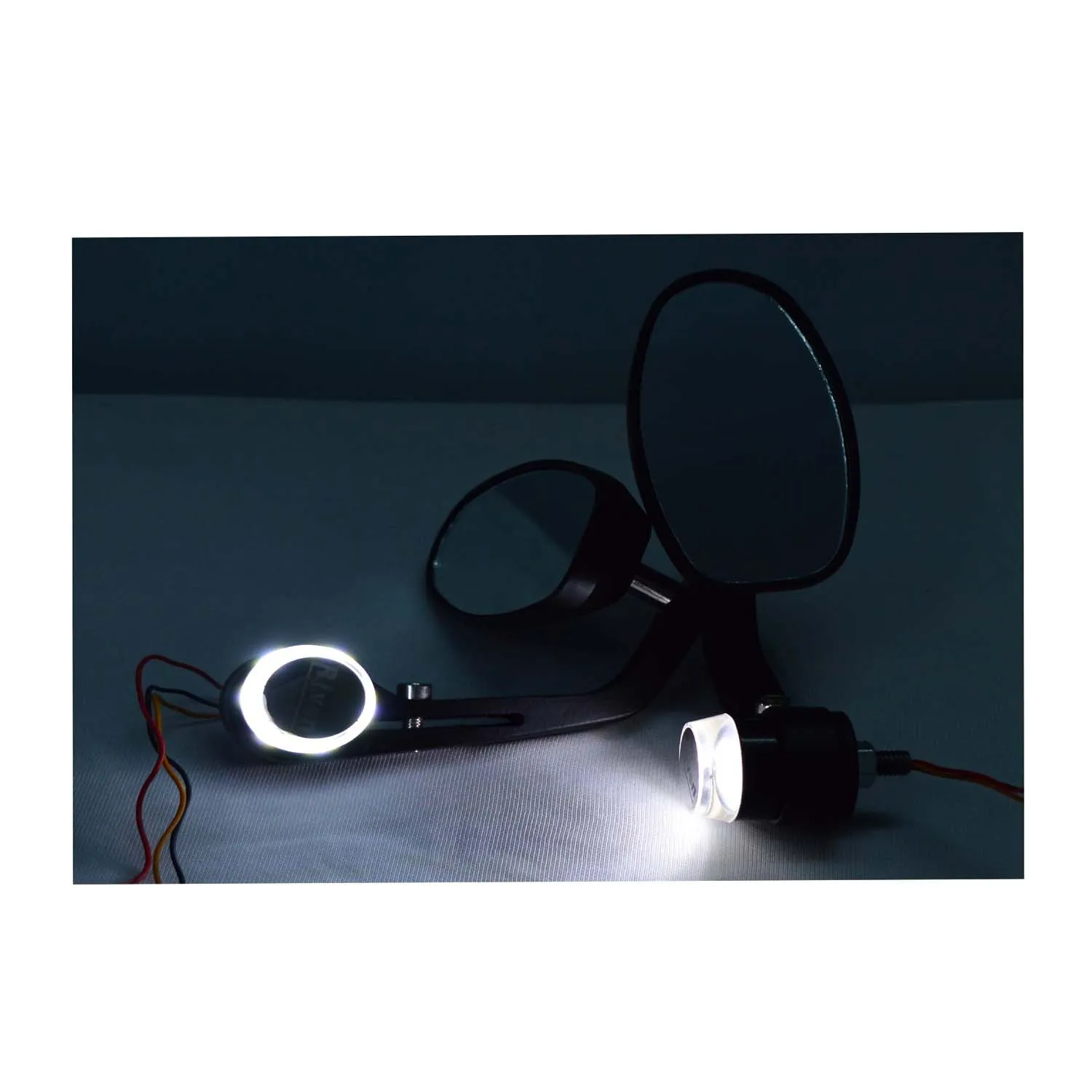 Bike Oval Handlebar Mirror With LED Side Indicator  For - All Bike /Royal Enfield Bullet