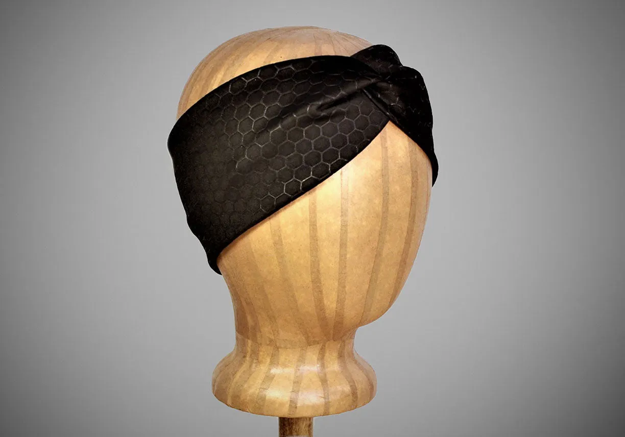Black Honeycomb Turban Headband