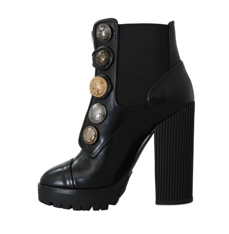 Black Leather DG Logo Chelsea Boots