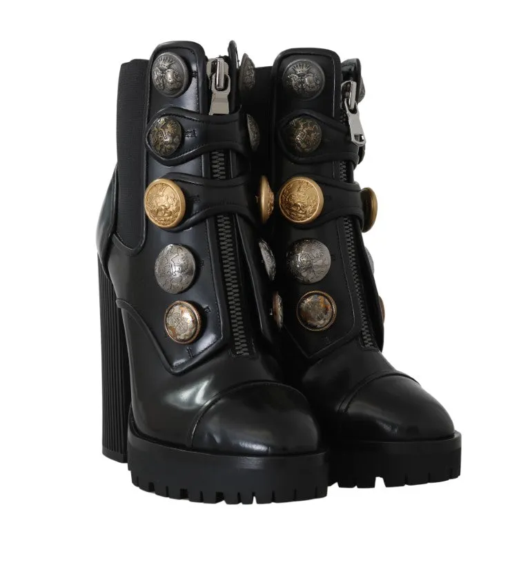 Black Leather DG Logo Chelsea Boots