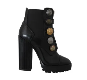 Black Leather DG Logo Chelsea Boots