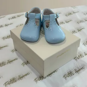 Blue Patent T-Bar Pram Shoes