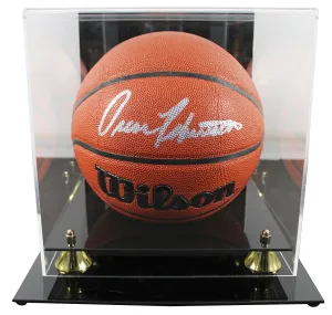 Bucks Oscar Robertson Authentic Signed Wilson Basketball w/ Case BAS Witnessed