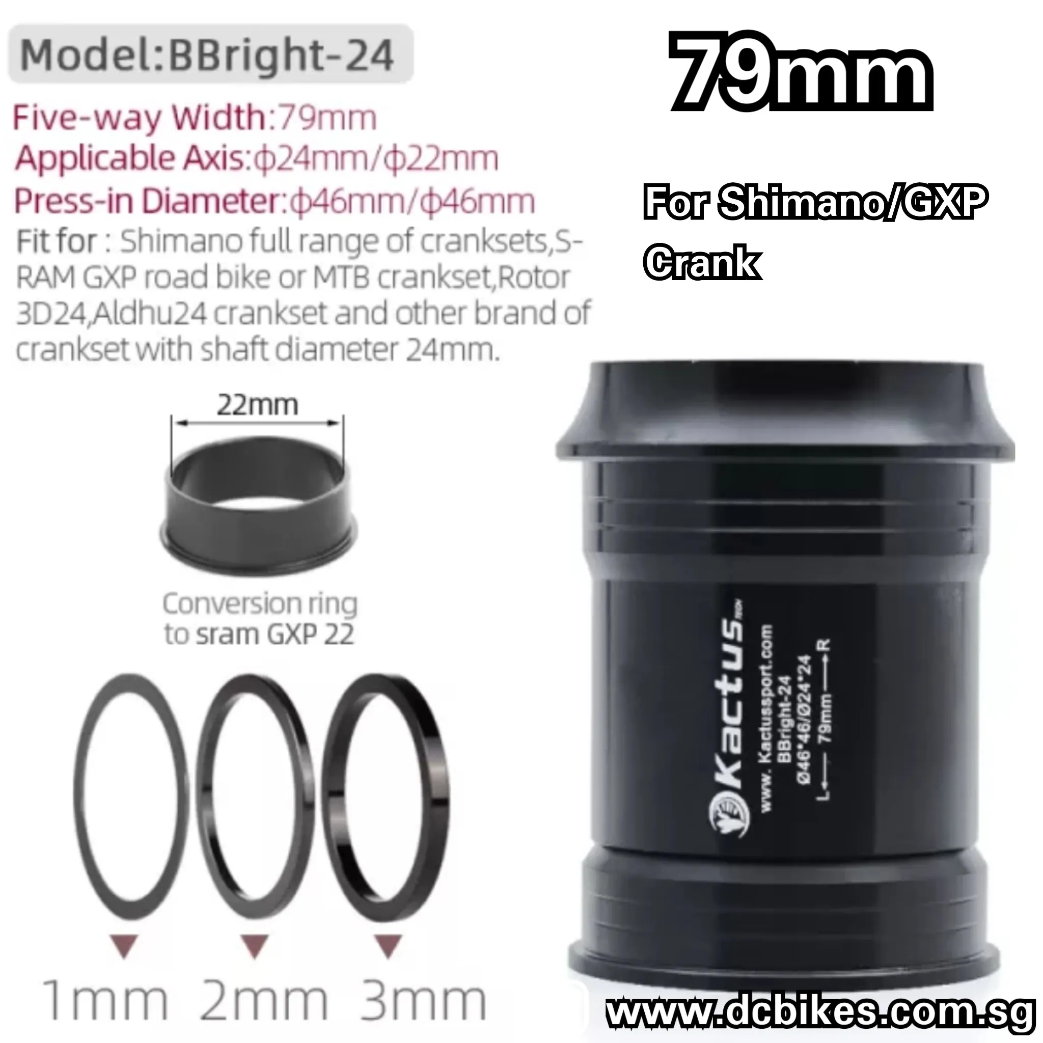 Ceramic 79mm BBright 46mm Press Fit Bottom Bracket BB For Shimano 24mm | 22mm GXP Sram 28.99mm Dub 30mm Crank