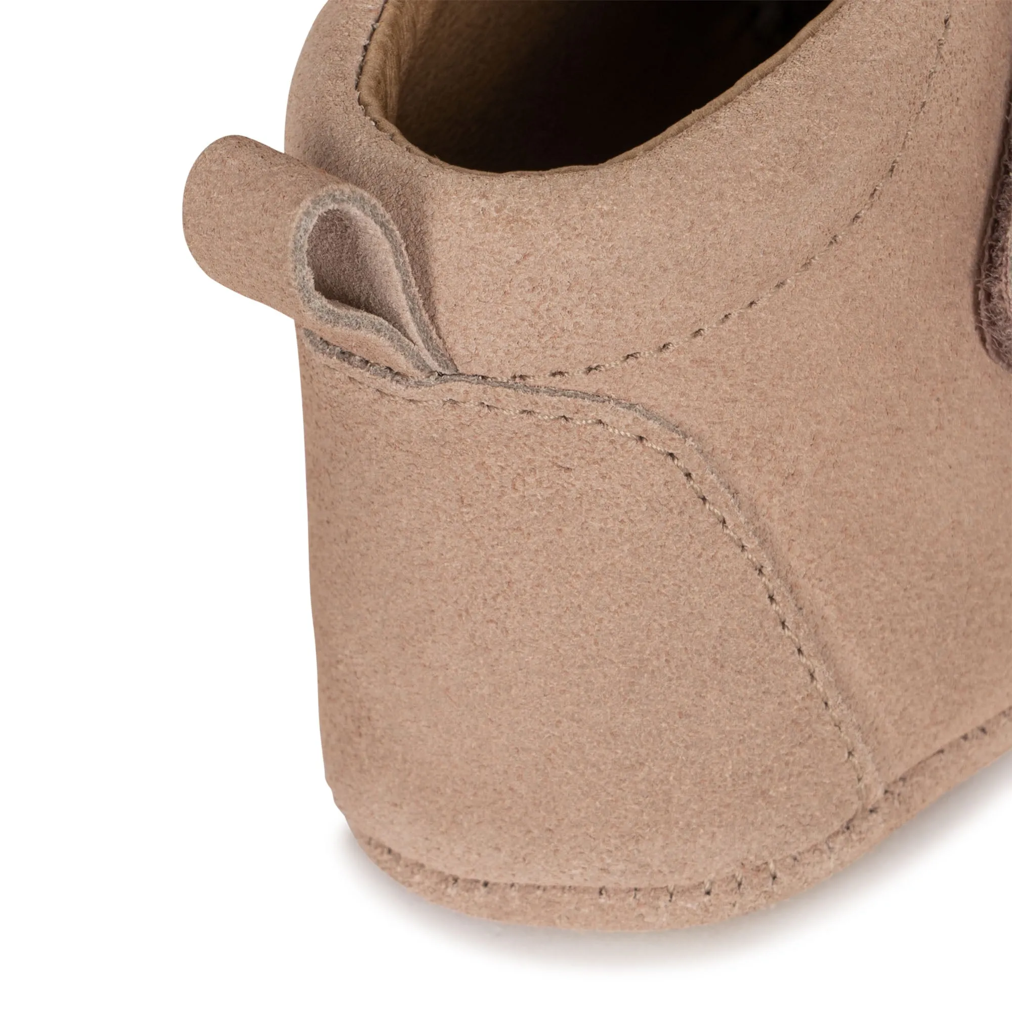 Cherry Embroidered Suede Baby Booties (Dusty Pink)