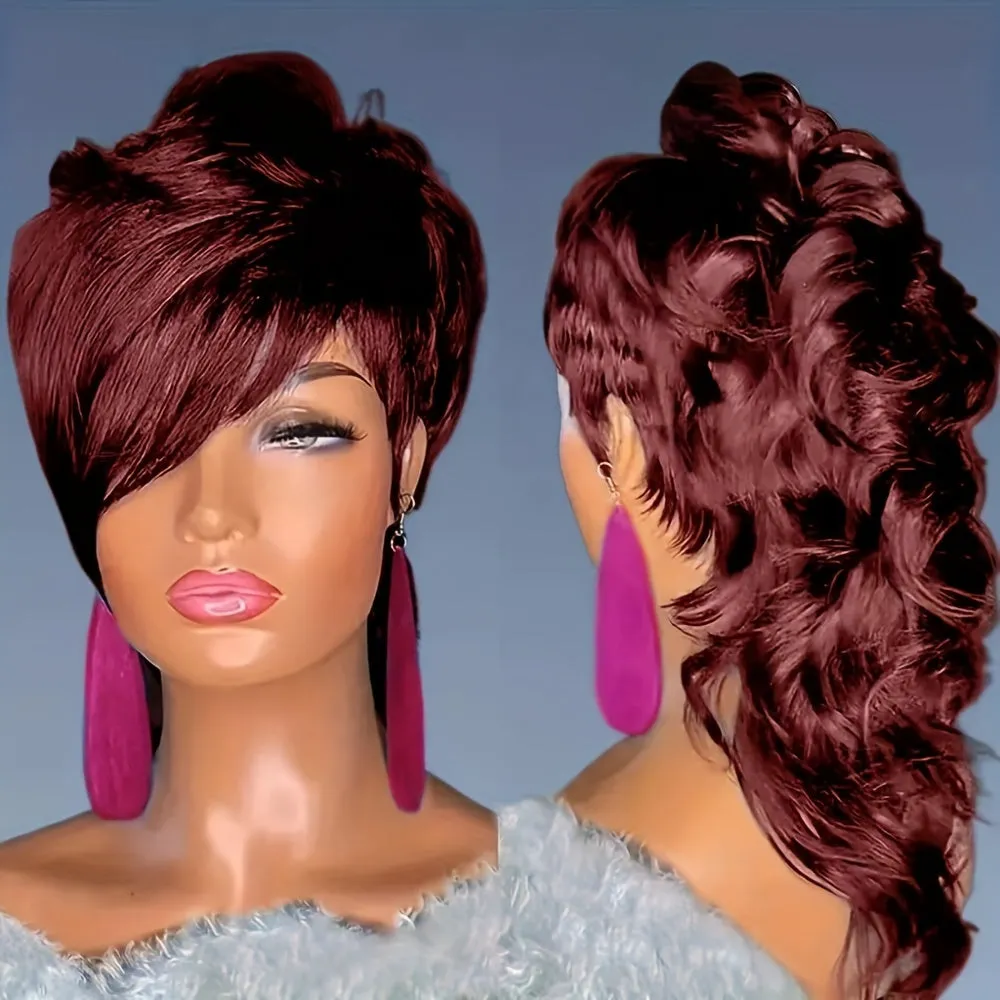 Chic Fashionable Long Wavy Mullet Wig for Women: Easy-Use, Beginner-Friendly, Heat-Resistant, 180% Density, Comfort Fit – Perfect for African Women