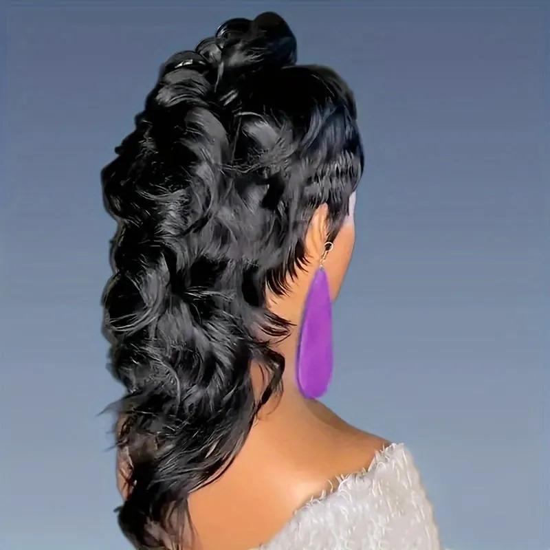 Chic Fashionable Long Wavy Mullet Wig for Women: Easy-Use, Beginner-Friendly, Heat-Resistant, 180% Density, Comfort Fit – Perfect for African Women