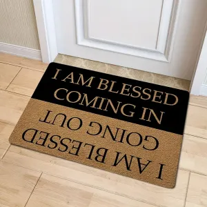 Christianartbag Door Mats, 1pc Funny Welcome Doormats, Indoor Entrance Mat, I AM Blessed Coming In And Going Out Doormat With Rubber Backing, House Warming Gift Mats Home Decor, CABDM06170923.