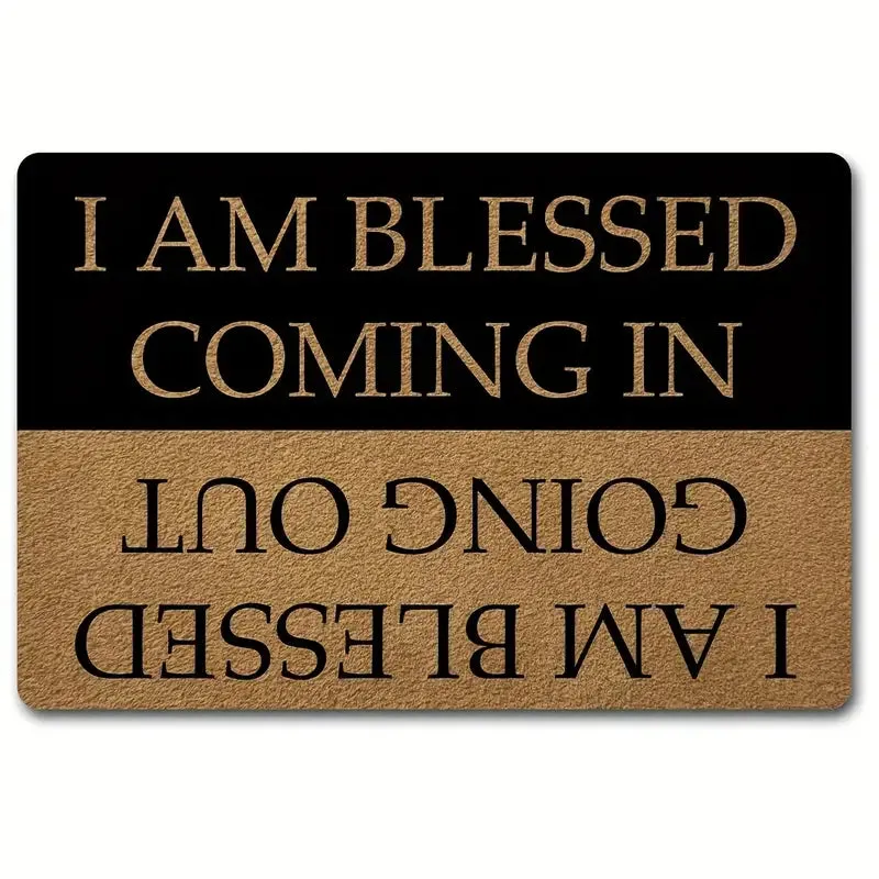 Christianartbag Door Mats, 1pc Funny Welcome Doormats, Indoor Entrance Mat, I AM Blessed Coming In And Going Out Doormat With Rubber Backing, House Warming Gift Mats Home Decor, CABDM06170923.