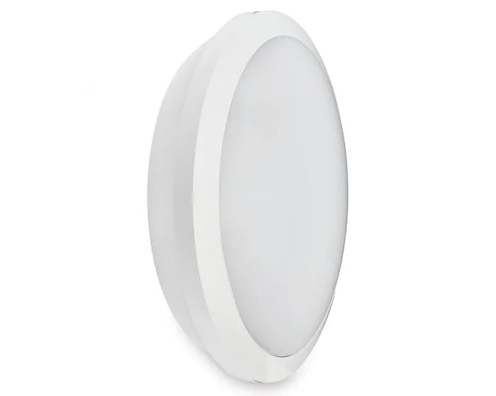 Collingwood WL9515MCS 10-15W IP65 1200-1800lm CCT Round LED Bulkhead with Microwave Sensor - White