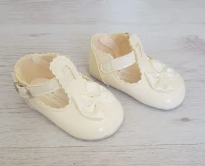 Cream T-bar soft sole shoes