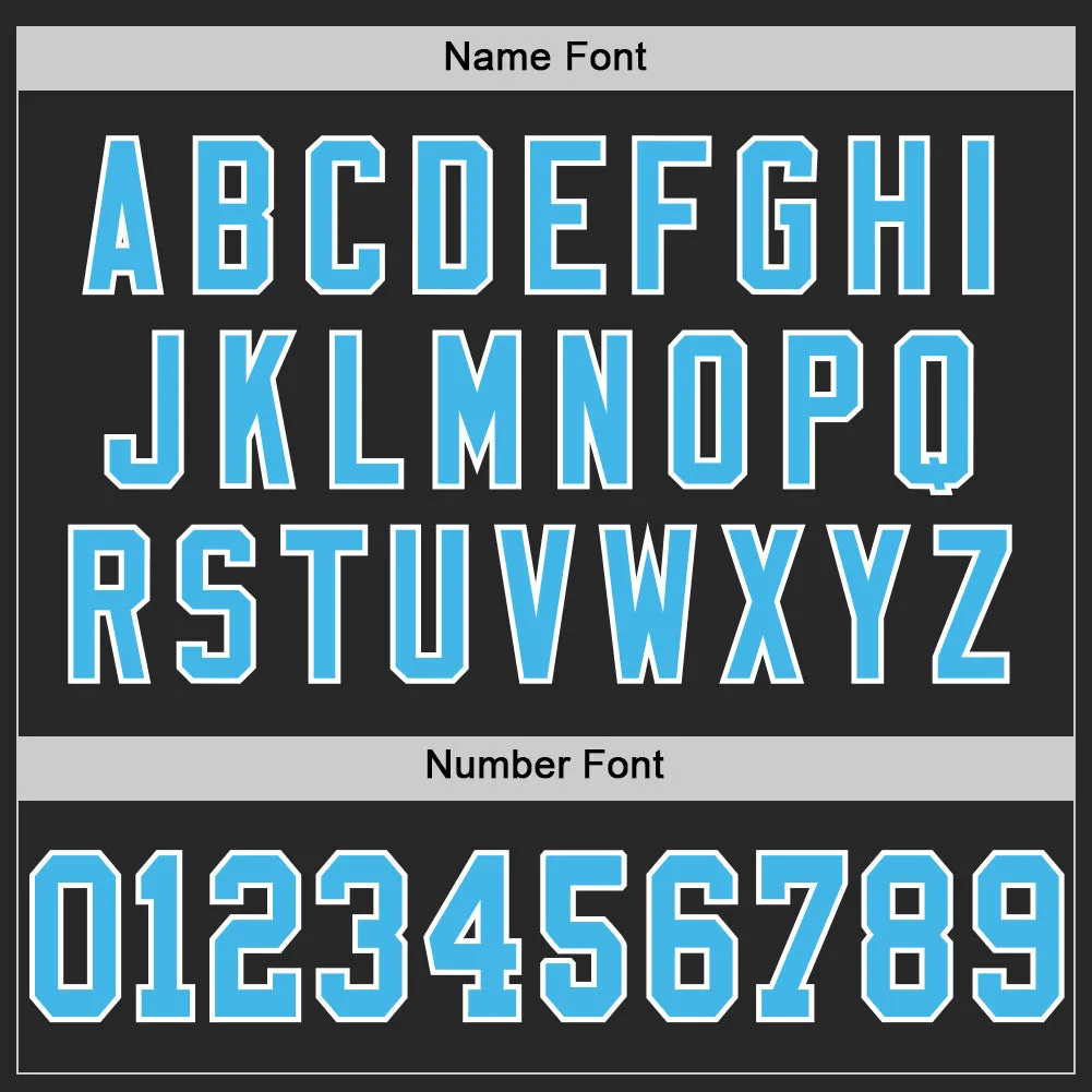 Custom Black Sky Blue-White Mesh Authentic Football Jersey