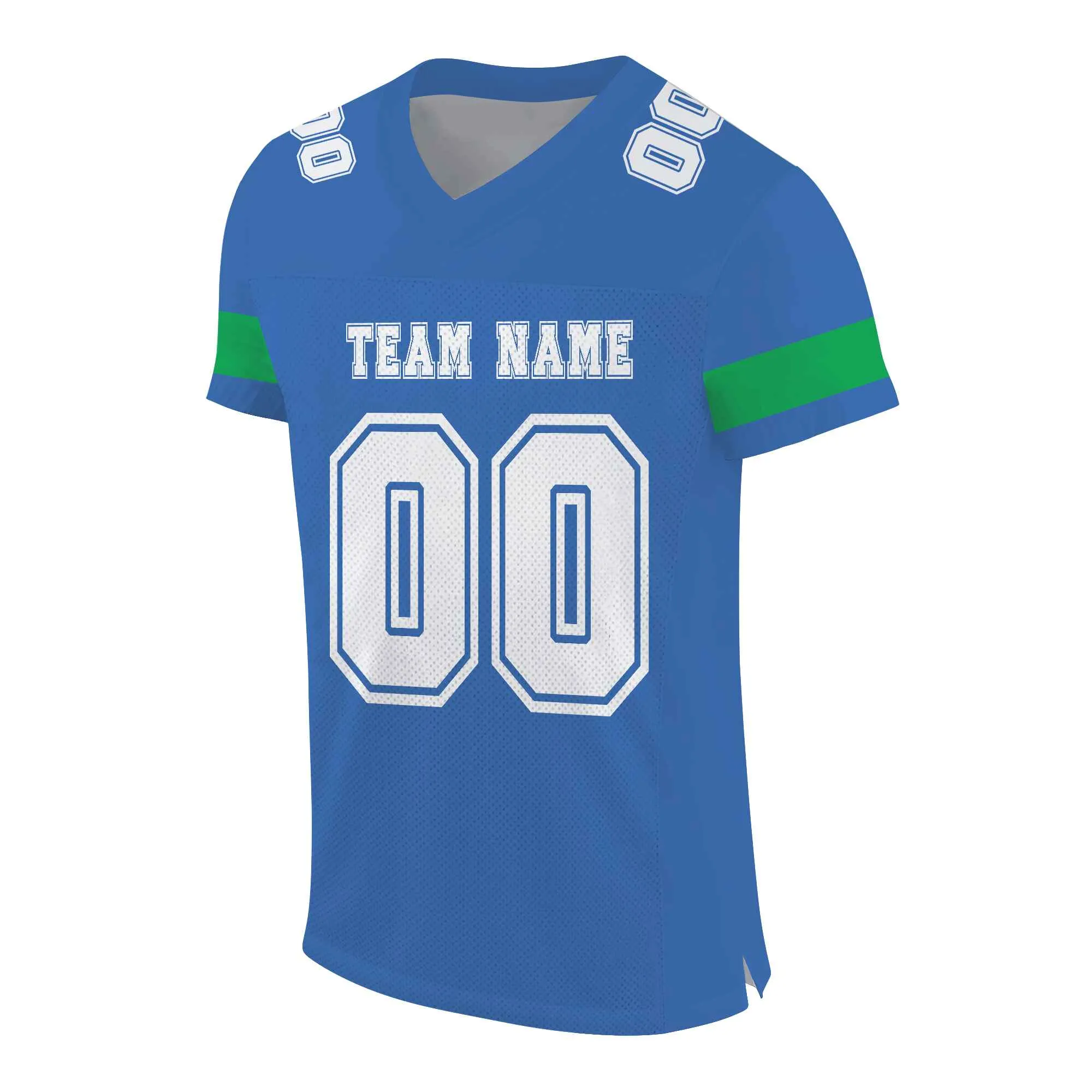 Custom Blue White-Green Mesh Authentic Football Jersey