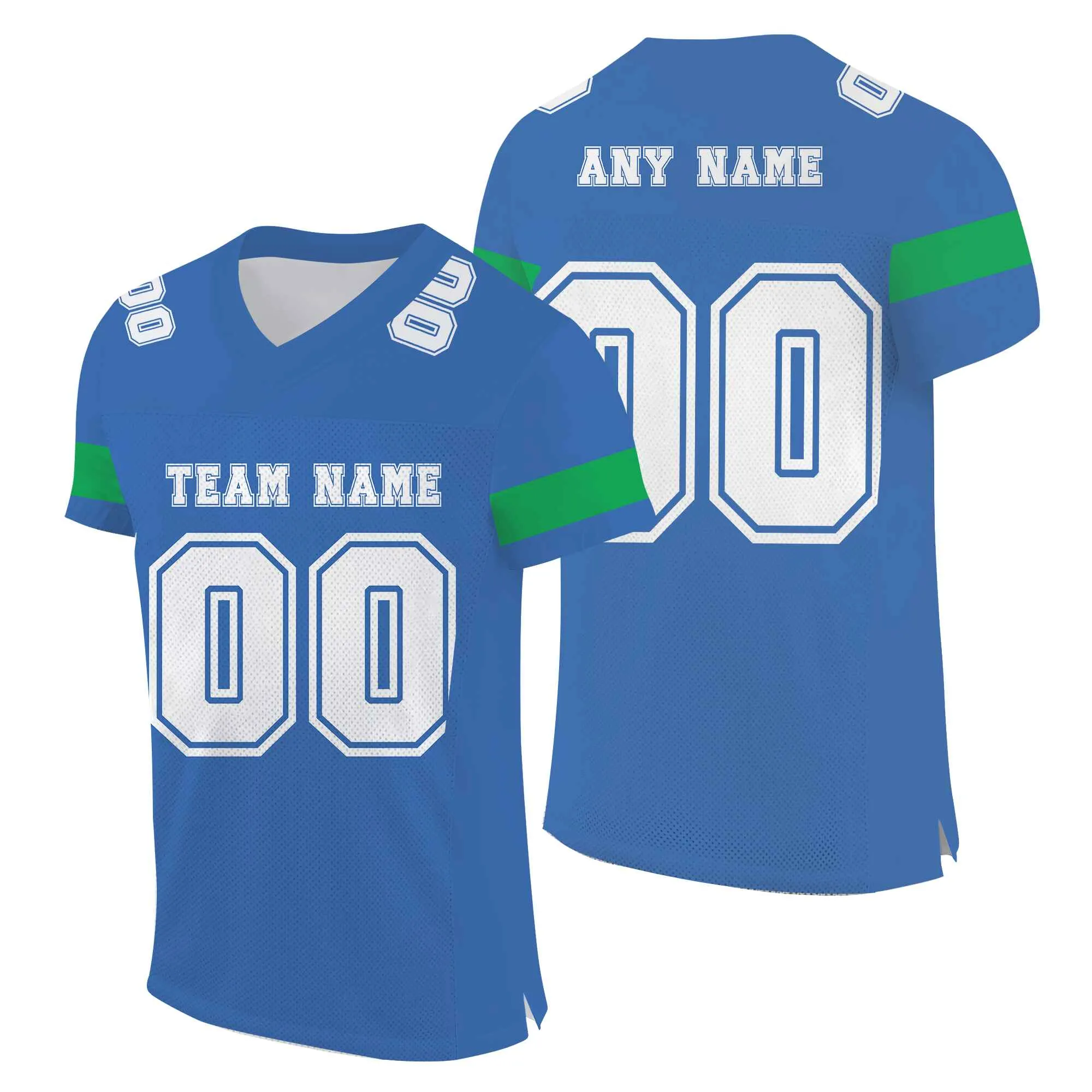 Custom Blue White-Green Mesh Authentic Football Jersey