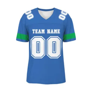Custom Blue White-Green Mesh Authentic Football Jersey
