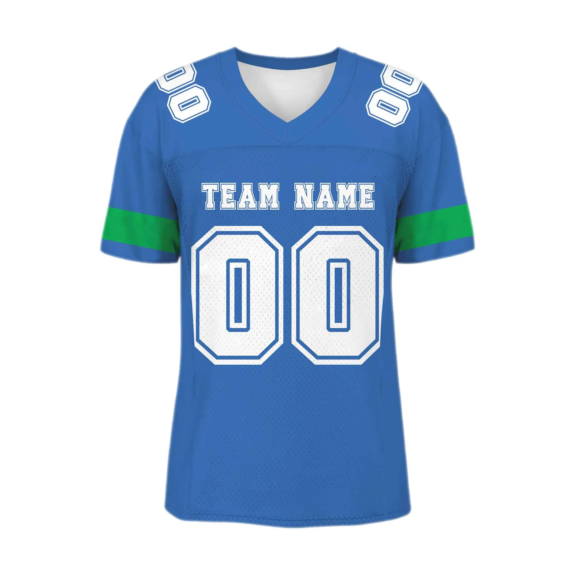 Custom Blue White-Green Mesh Authentic Football Jersey