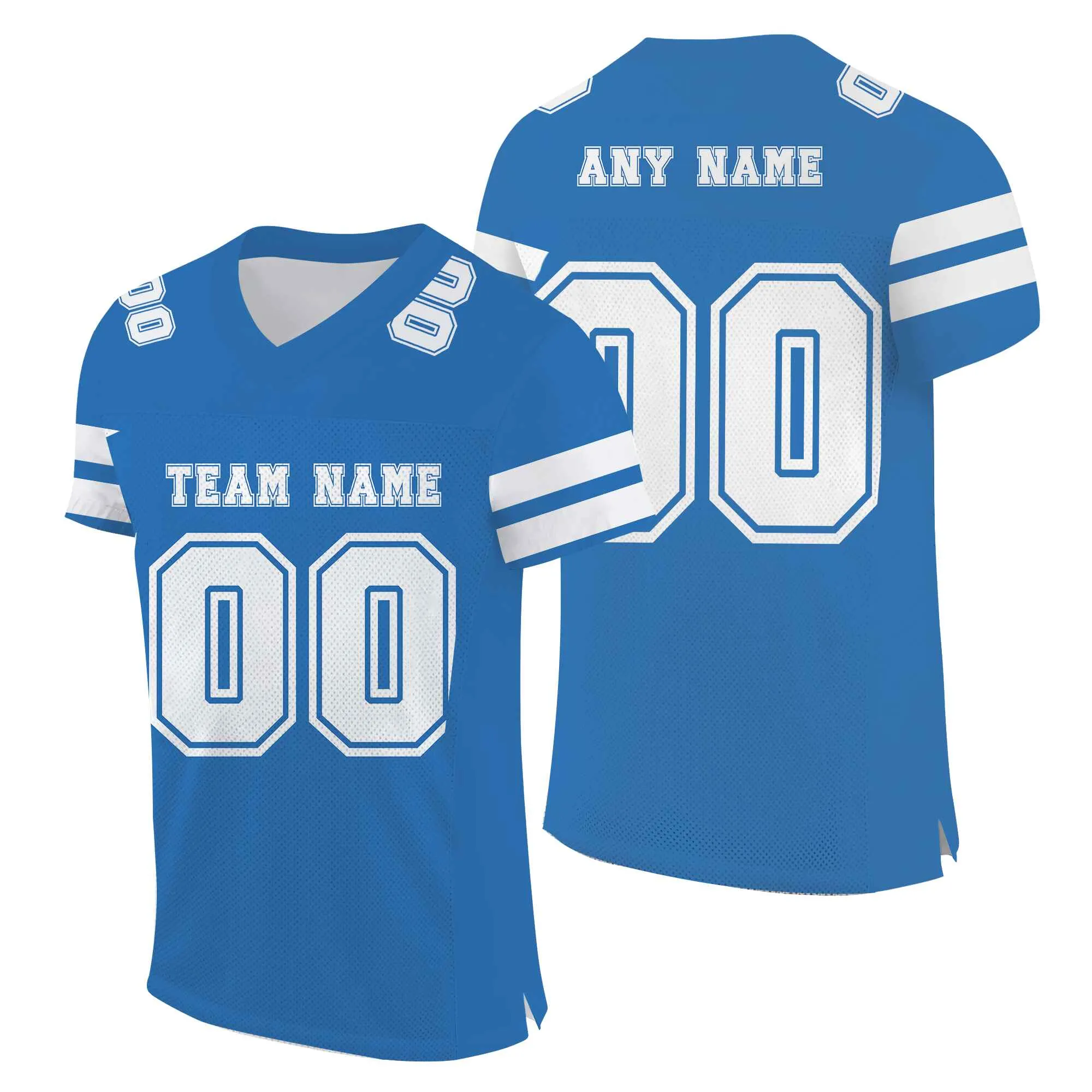 Custom Blue White Mesh Authentic Football Jersey