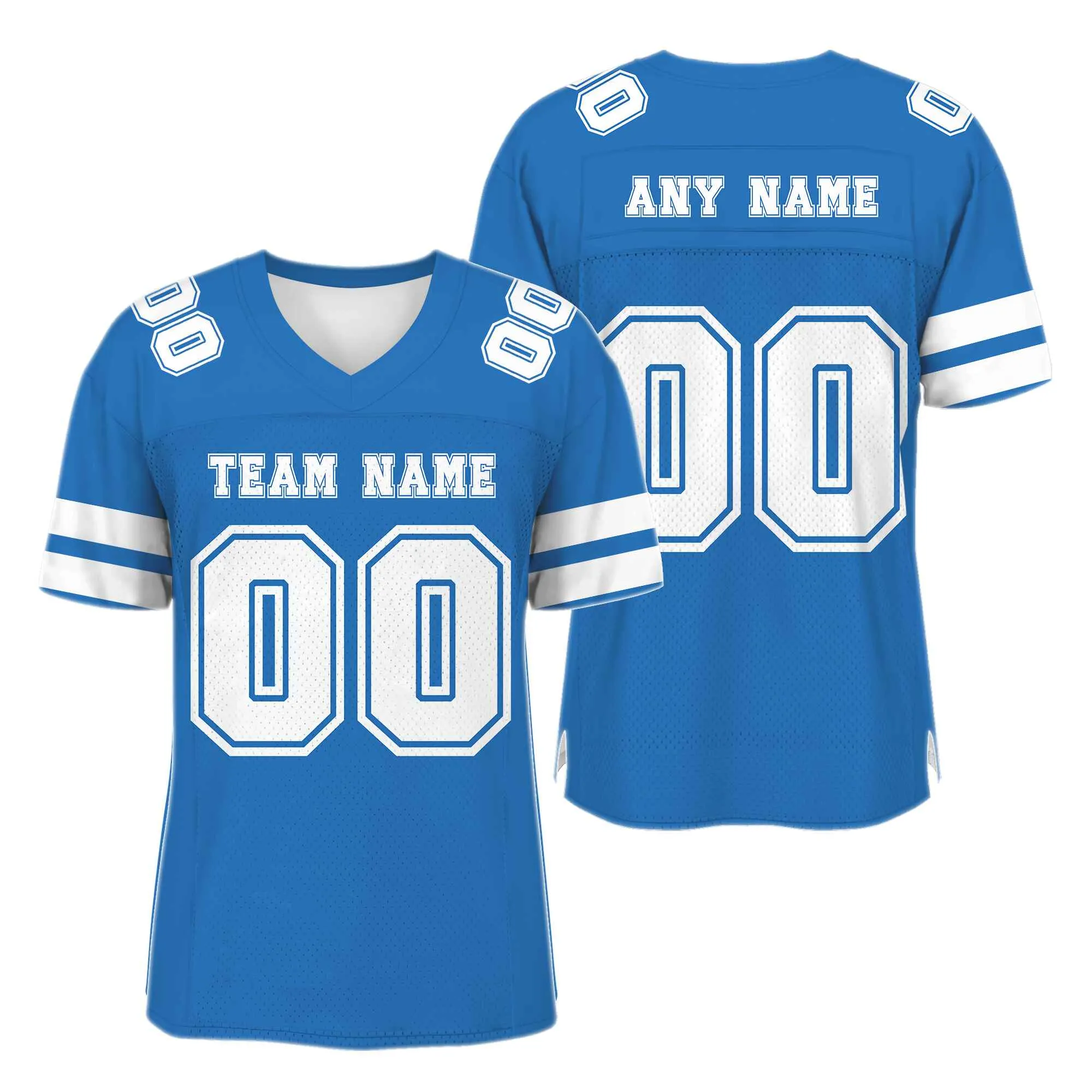 Custom Blue White Mesh Authentic Football Jersey