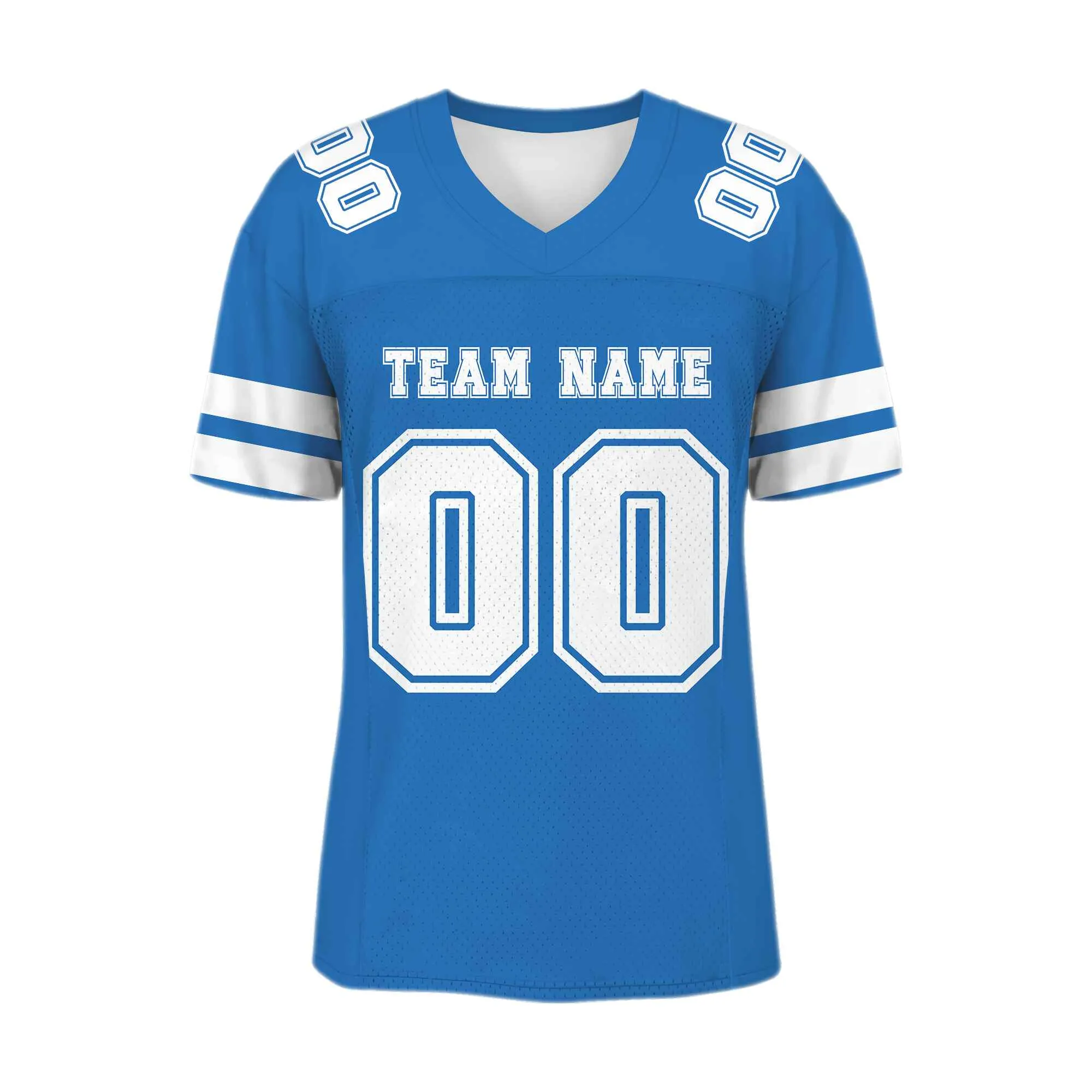 Custom Blue White Mesh Authentic Football Jersey