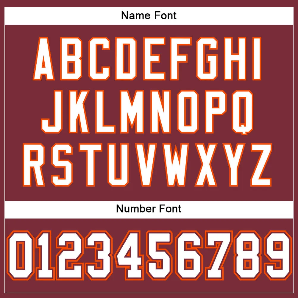 Custom Burgundy White-Orange Mesh Authentic Football Jersey