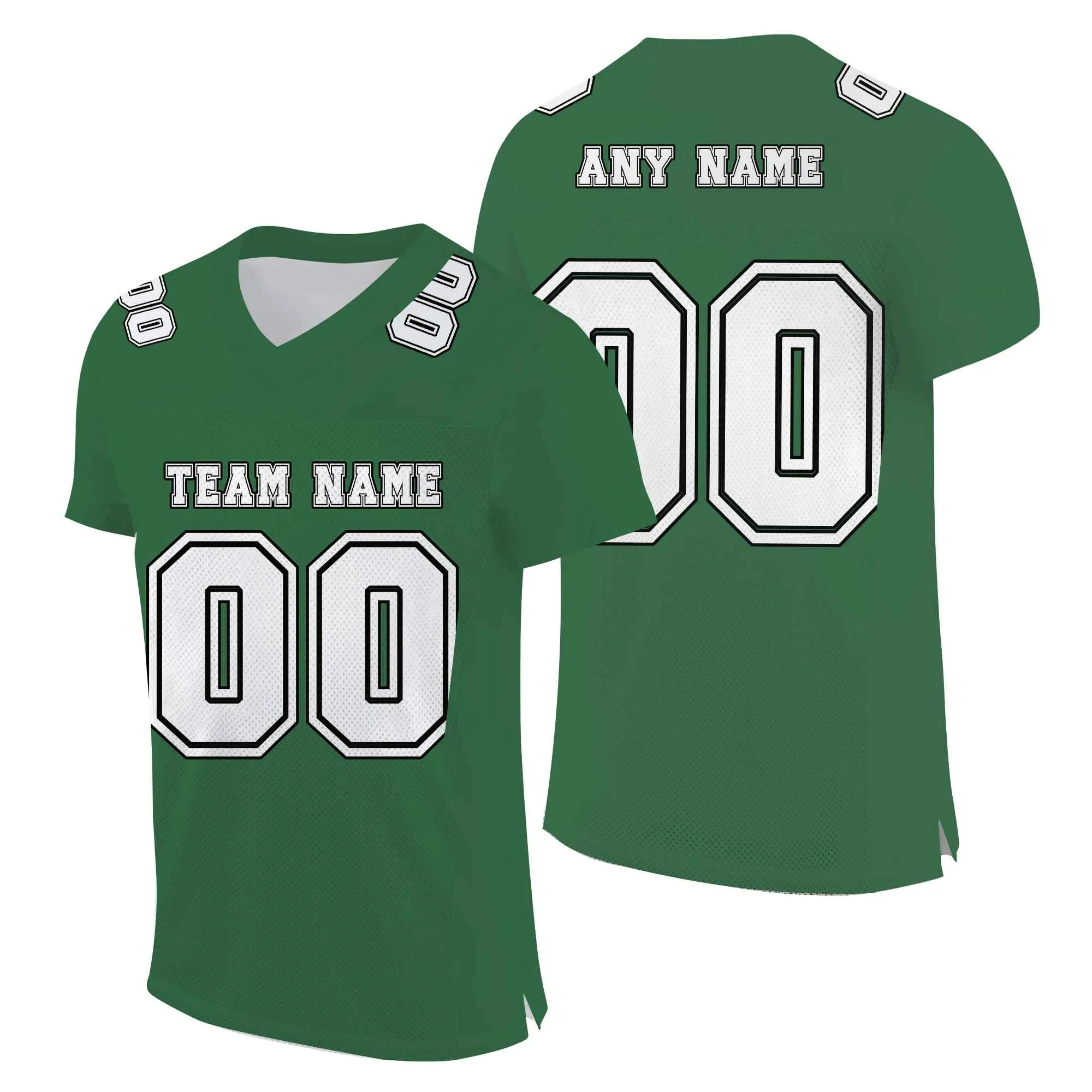 Custom Grass Green White-Black Mesh Authentic Football Jersey