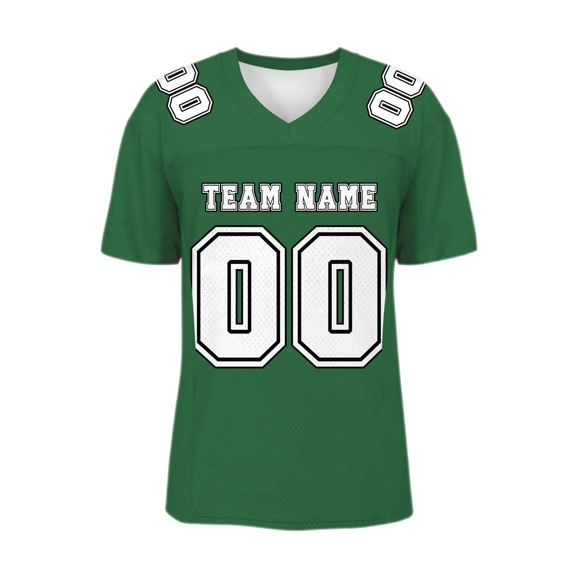 Custom Grass Green White-Black Mesh Authentic Football Jersey
