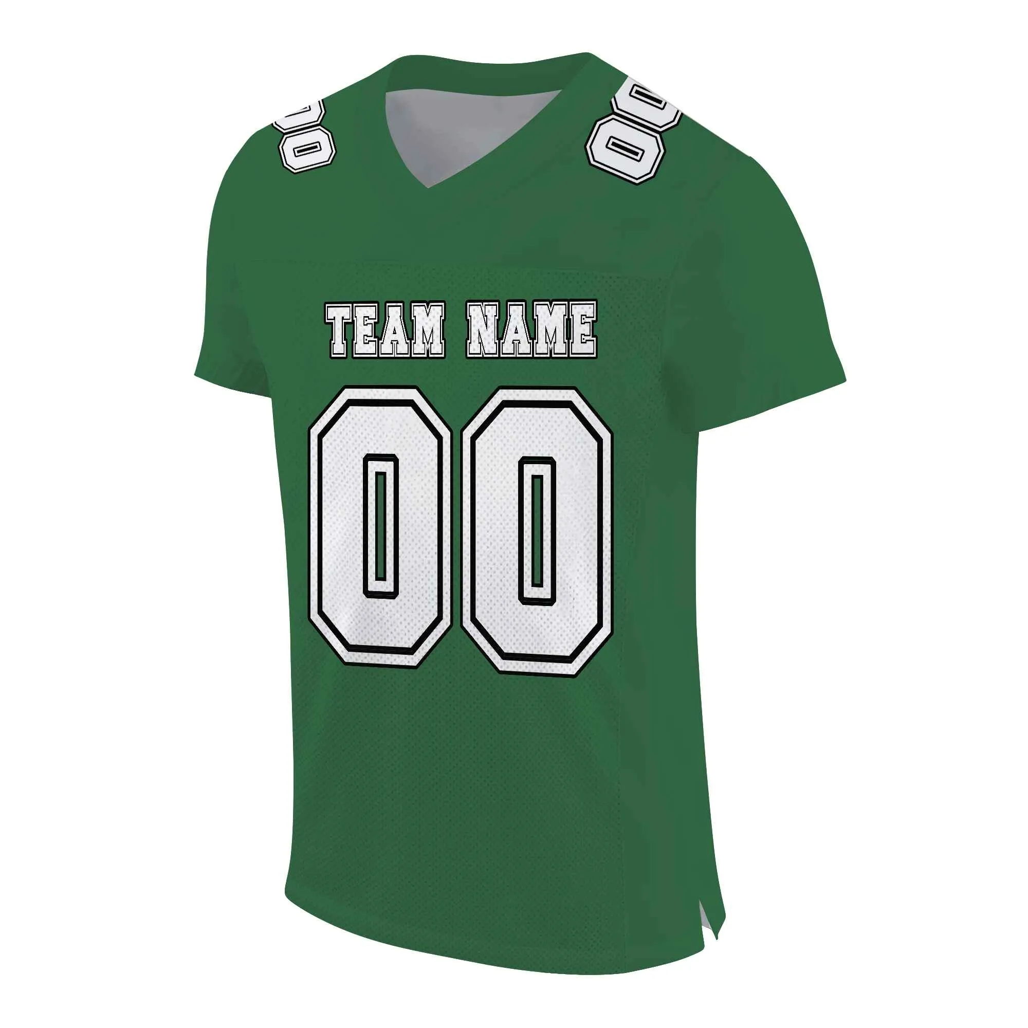 Custom Grass Green White-Black Mesh Authentic Football Jersey