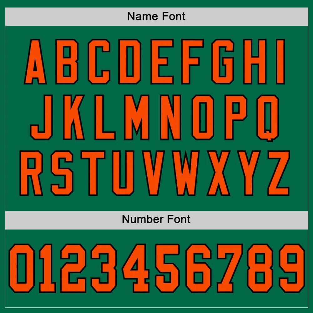Custom Kelly Green Orange-Black Mesh Authentic Throwback Football Jersey