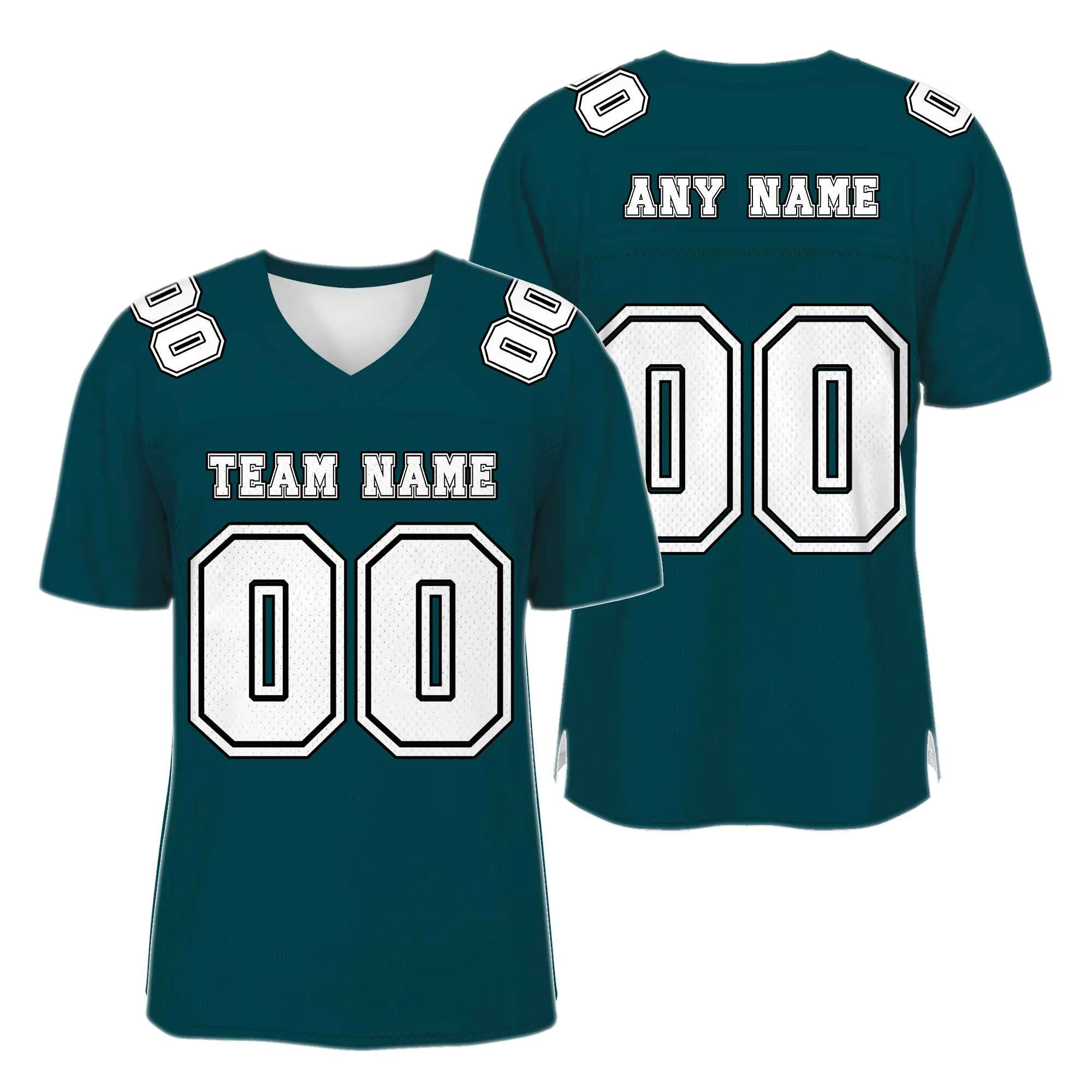 Custom Midnight Green White-Black Mesh Authentic Football Jersey