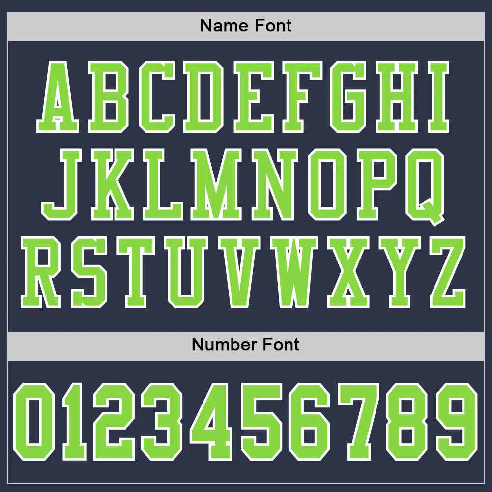 Custom Navy Neon Green-White Mesh Authentic Football Jersey