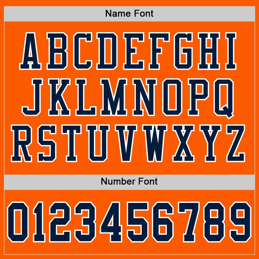 Custom Orange Navy-White Mesh Authentic Football Jersey