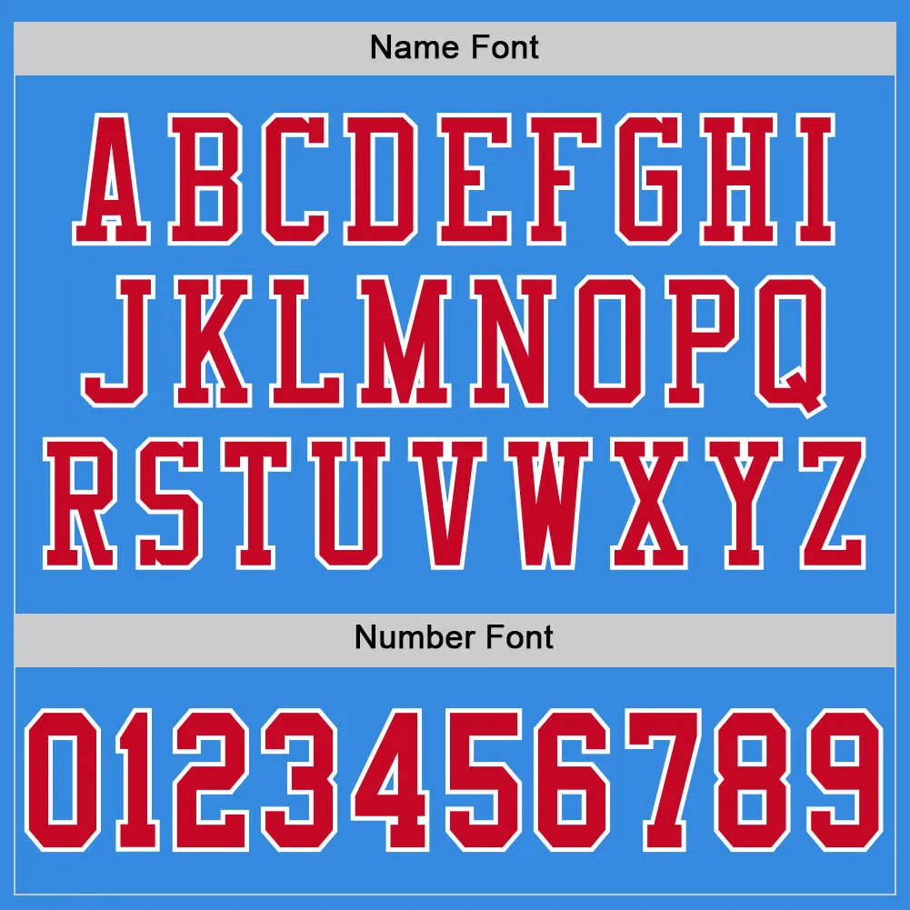 Custom Powder Blue Red-White Mesh Authentic Throwback Football Jersey