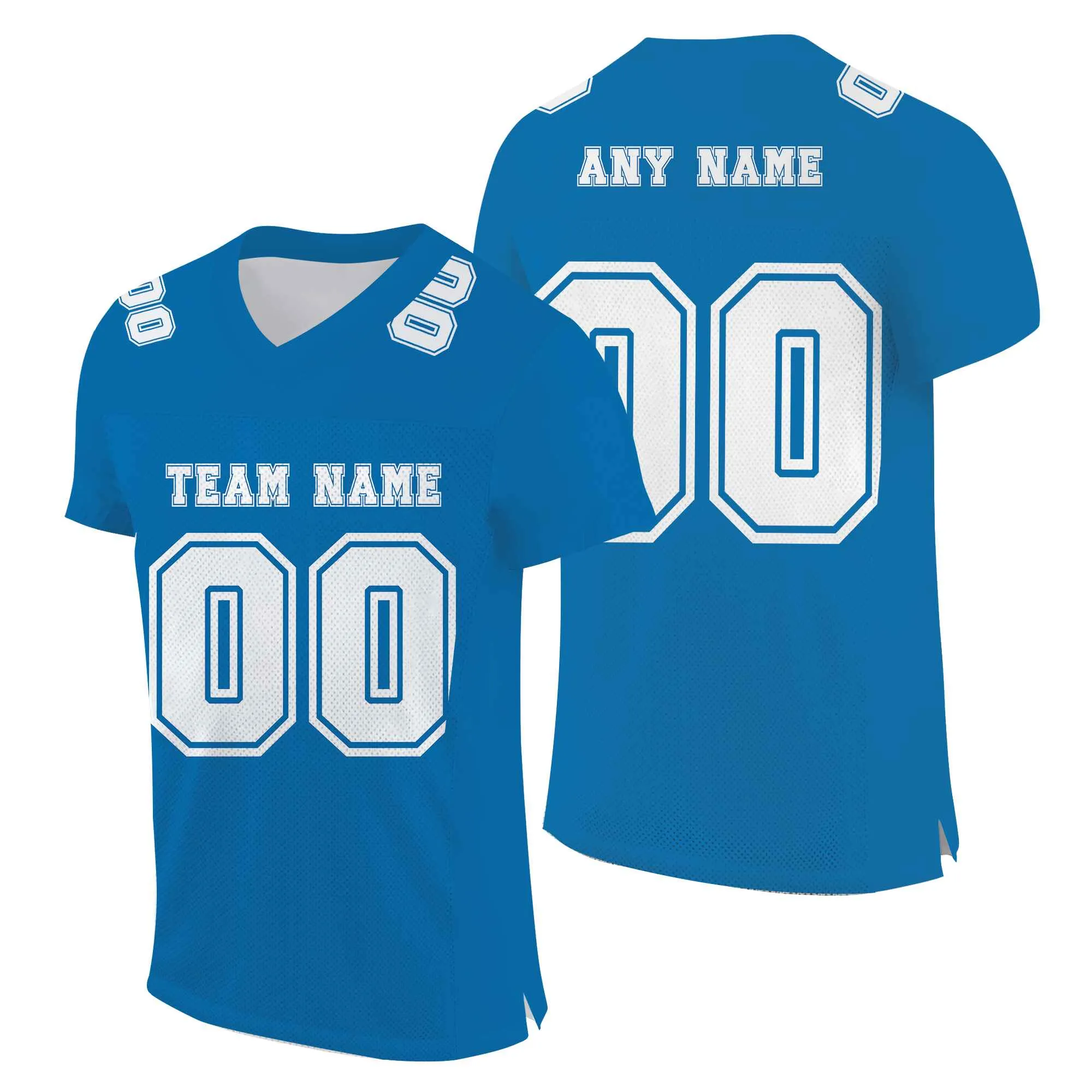 Custom Powder Blue White Mesh Authentic Football Jersey
