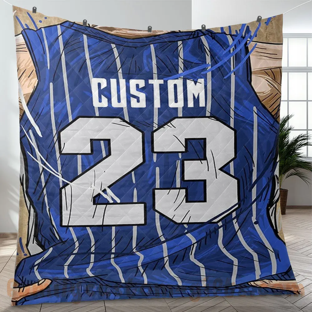Custom Premium Quilt Blanket Orlando Jersey Basketball Personalized Quilt Gifts for Her & Him