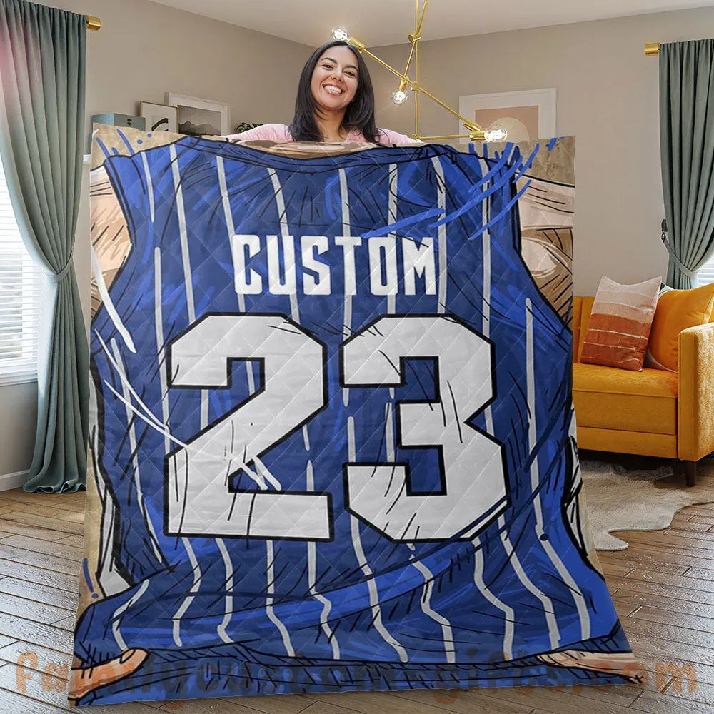 Custom Premium Quilt Blanket Orlando Jersey Basketball Personalized Quilt Gifts for Her & Him
