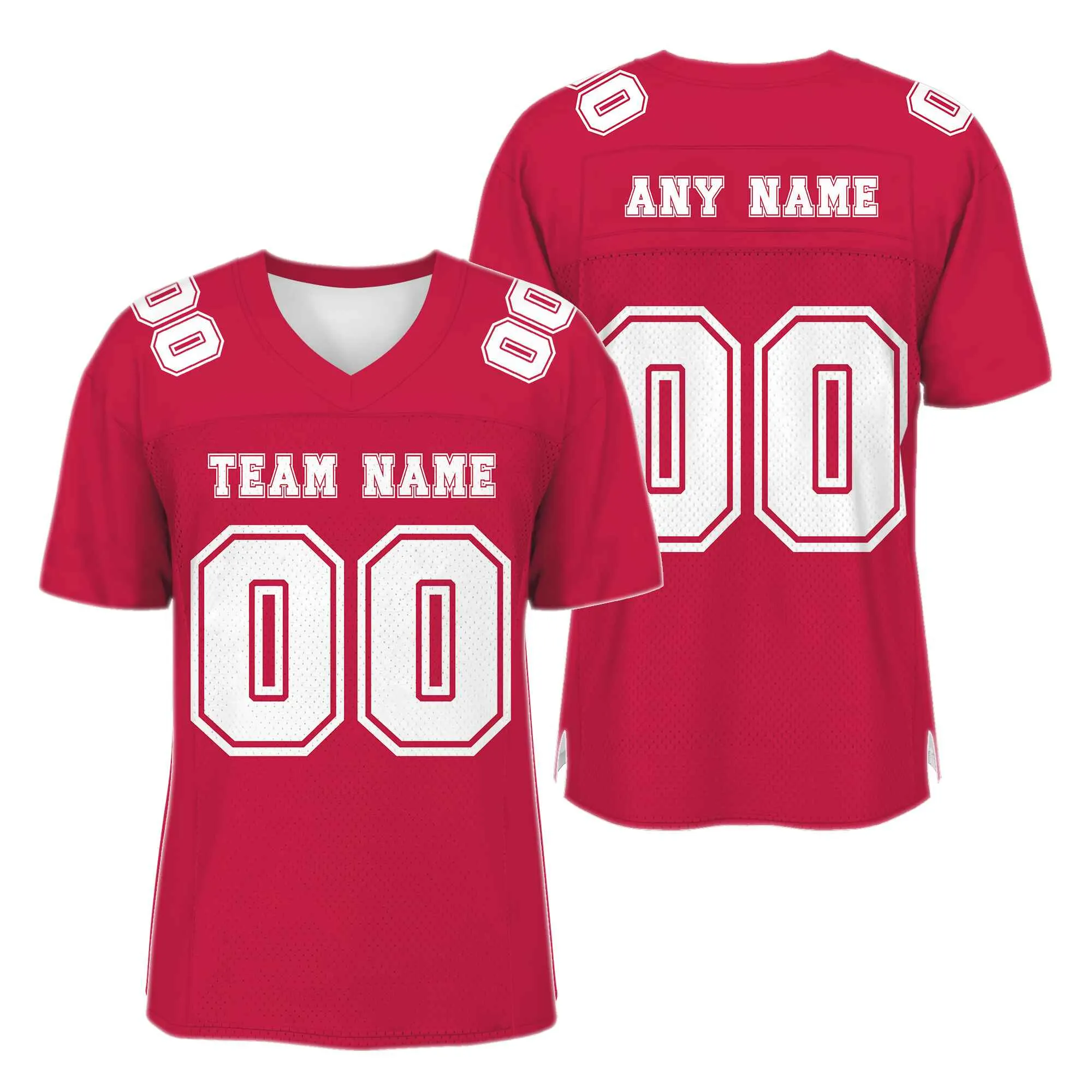 Custom Red White Mesh Authentic Football Jersey