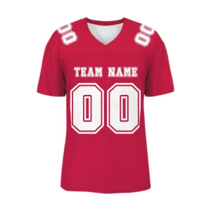 Custom Red White Mesh Authentic Football Jersey
