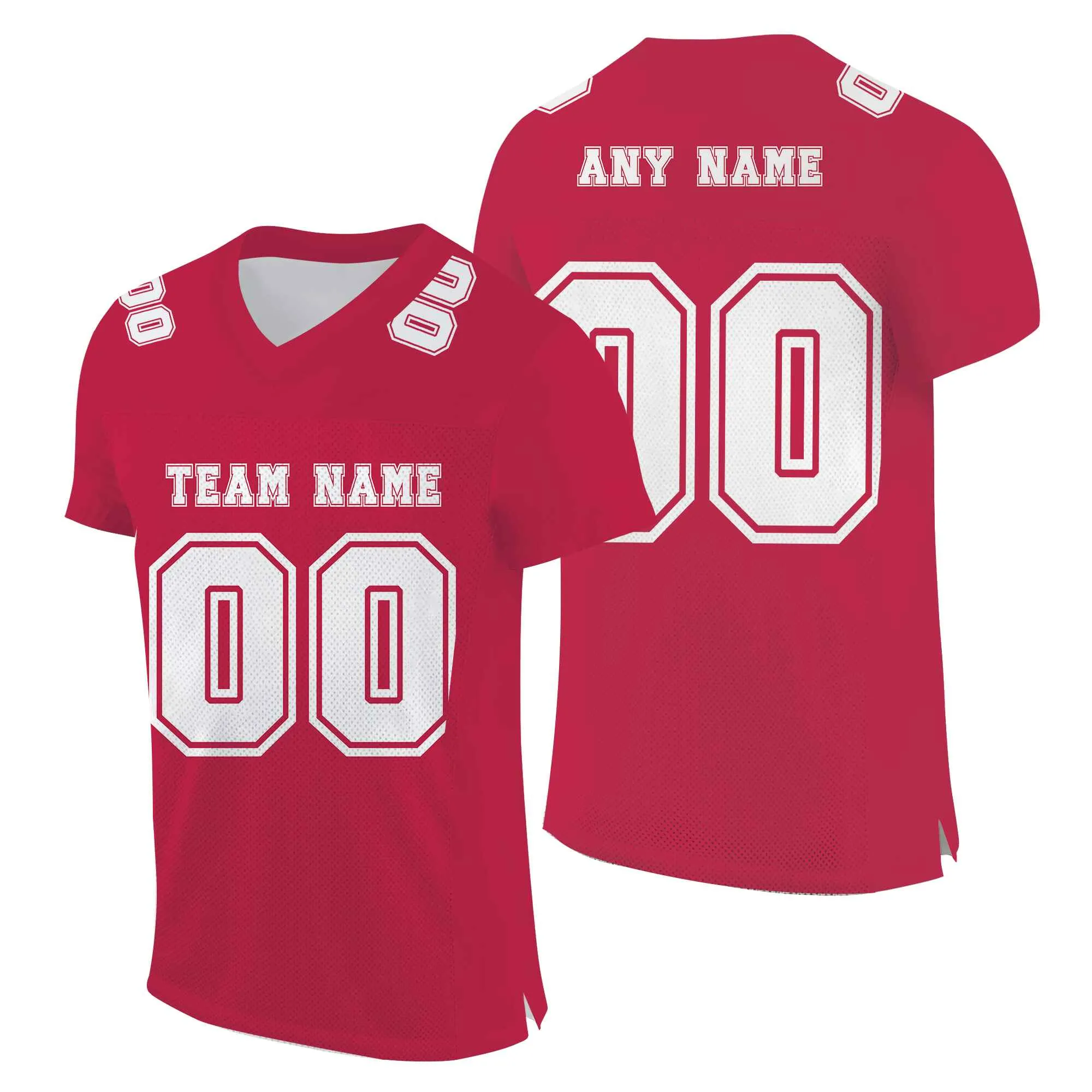 Custom Red White Mesh Authentic Football Jersey