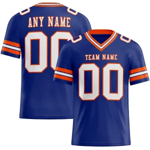 Custom Royal White-Orange Mesh Authentic Football Jersey