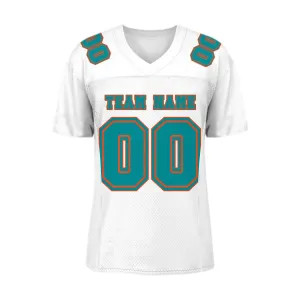 Custom White Aqua-Orange Mesh Authentic Football Jersey