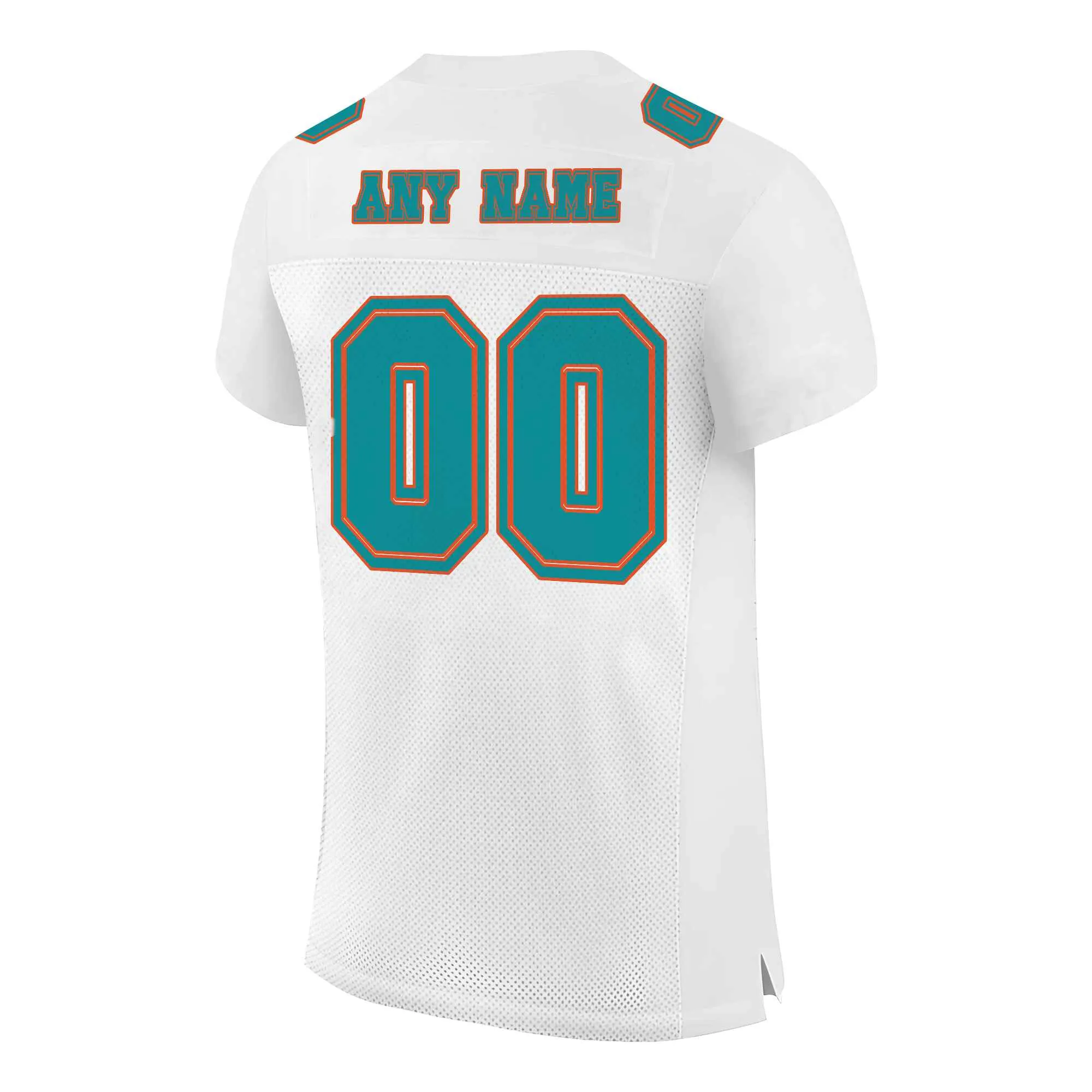 Custom White Aqua-Orange Mesh Authentic Football Jersey