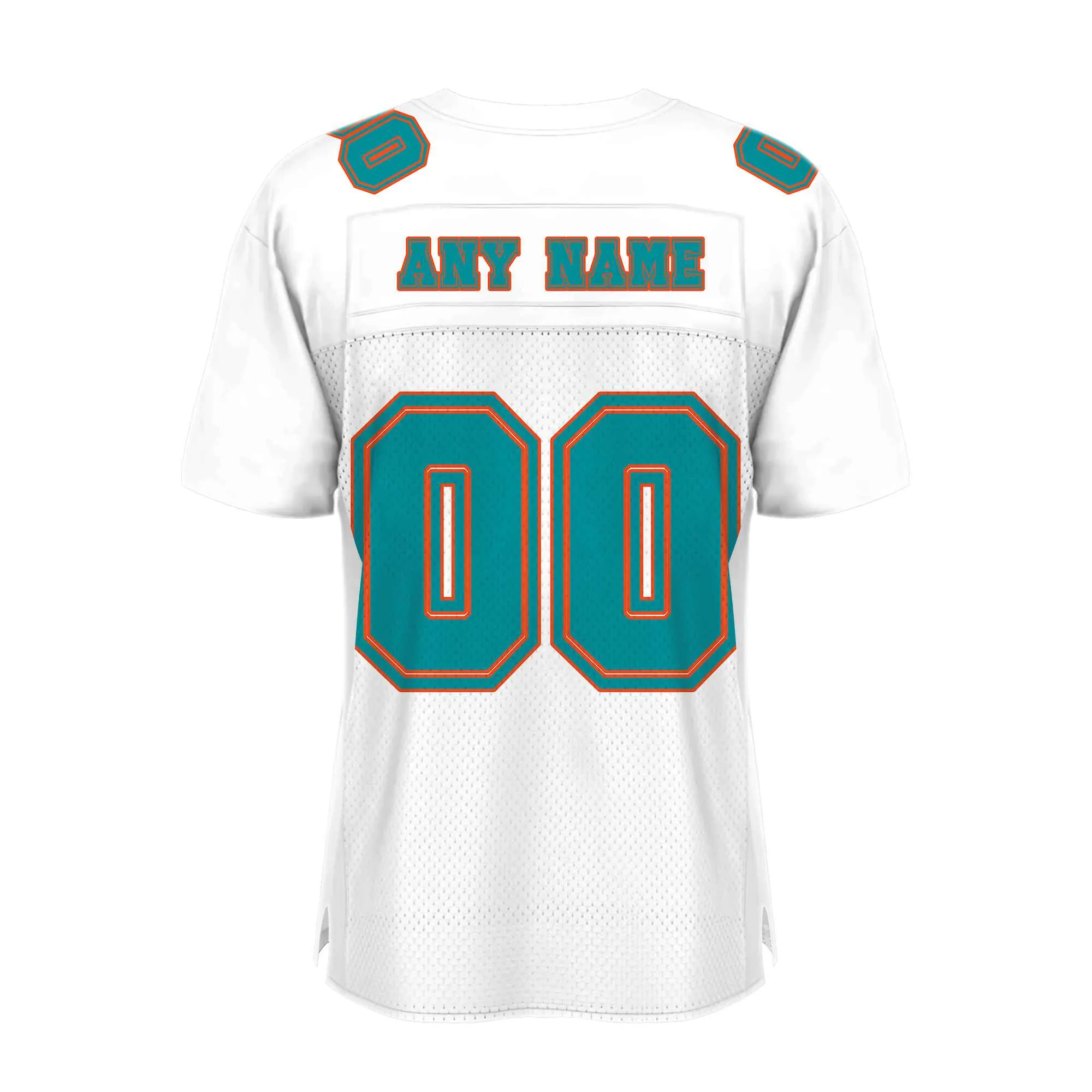 Custom White Aqua-Orange Mesh Authentic Football Jersey