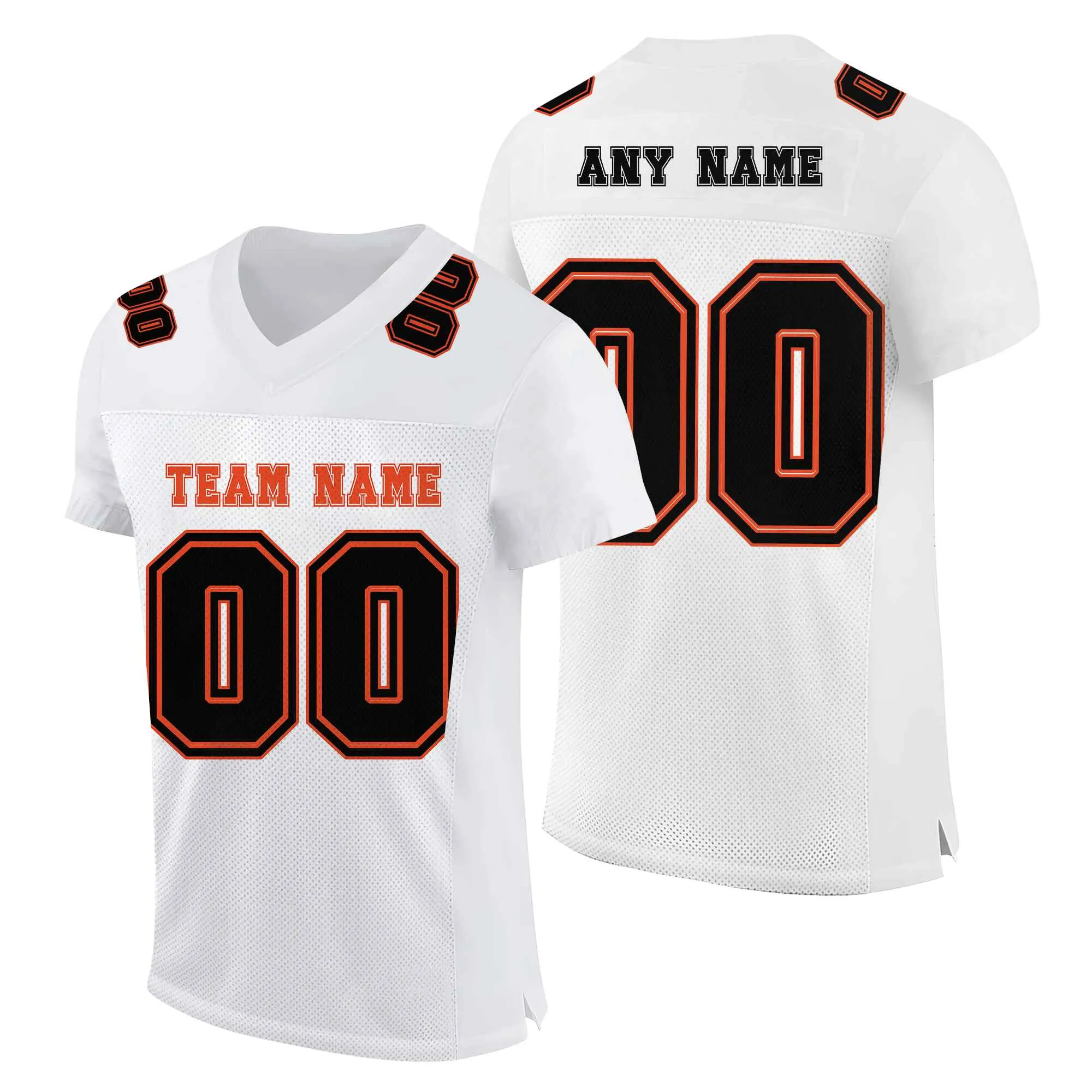 Custom White Black-Orange Mesh Authentic Football Jersey