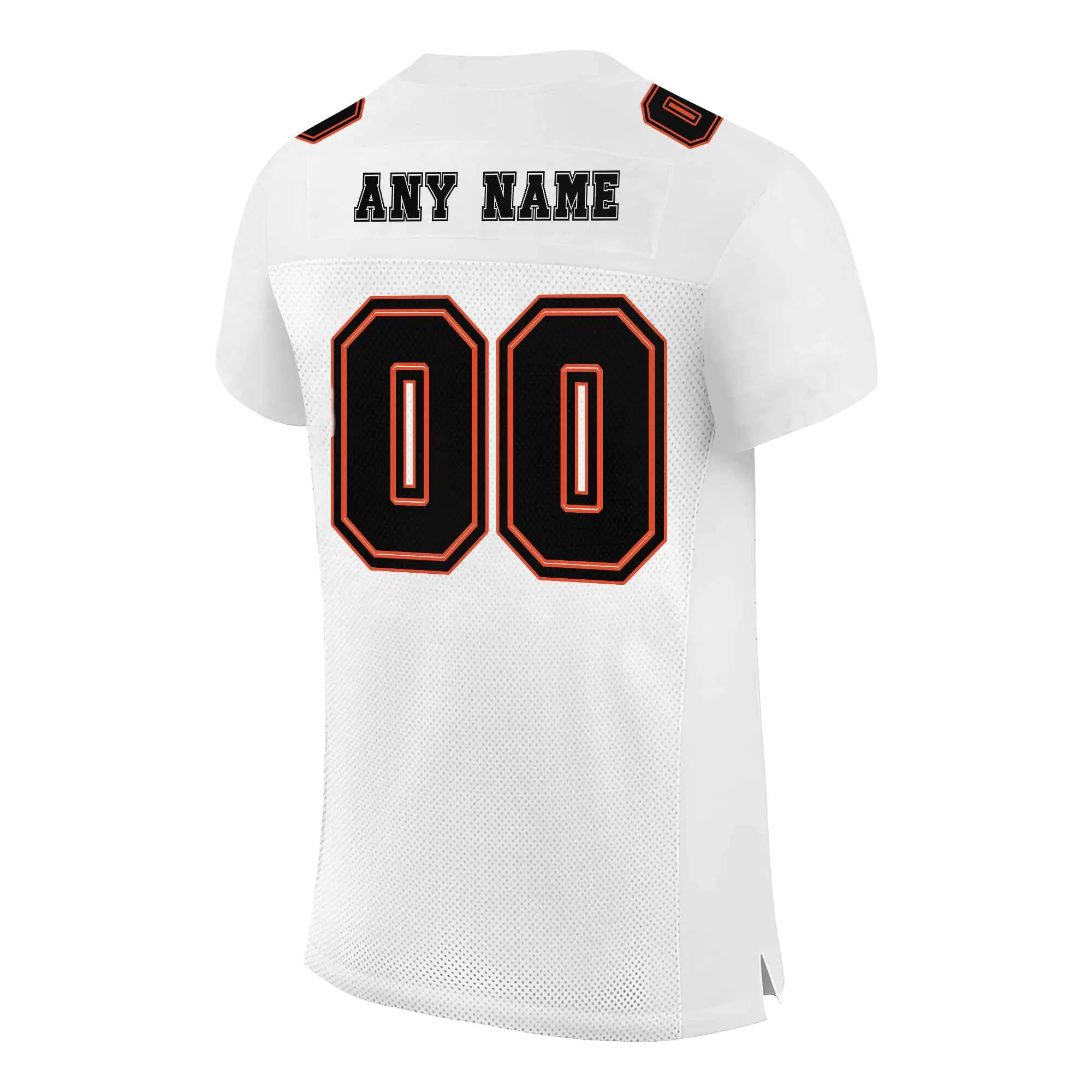 Custom White Black-Orange Mesh Authentic Football Jersey